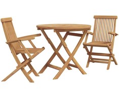 Lauko baldų komplektas Sodo valgomojo komplektas 3 pcs Ruda Kietos akacijos mediena