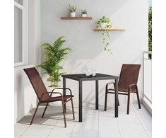 Lauko baldų komplektas Sodo valgomojo komplektas 3 pcs Ruda ir juoda