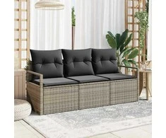 Lauko baldų komplektas Sofos komplektas 3 pcs Pilka poliratanas