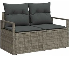 Lauko baldų komplektas Sofos komplektas 3 pcs Pilka poliratanas
