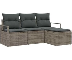Lauko baldų komplektas Sofos komplektas 4 pcs Pilka poliratanas