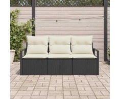 Lauko baldų komplektas Sofos komplektas 3 pcs Juoda poliratanas