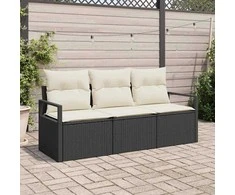 Lauko baldų komplektas Sofos komplektas 3 pcs Juoda poliratanas
