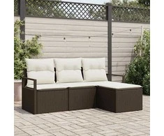 Lauko baldų komplektas Sofos komplektas 4 pcs Ruda poliratanas