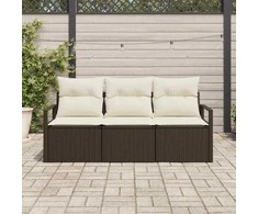 Lauko baldų komplektas Sofos komplektas 3 pcs Ruda poliratanas