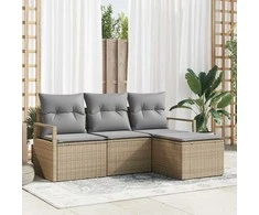 Lauko baldų komplektas Sofos komplektas 4 pcs Smėlio poliratanas