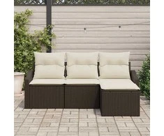 Lauko baldų komplektas Sofos komplektas su pagalve 4 pcs Ruda poliratanas