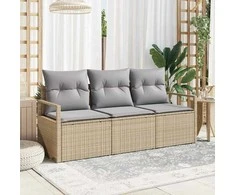 Lauko baldų komplektas Sofos komplektas 3 pcs Smėlio poliratanas