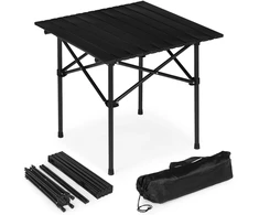 Lauko baldų komplektas Sulankstomas kempingo stalas 53×55 cm su nešiojimo krepšiu, juodas, MultiGarden