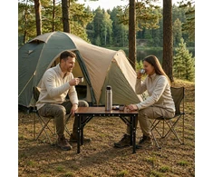 Lauko baldų komplektas Turistinis kempingo stalas 60×40 cm, sulankstomas į lagaminą, sendinto ąžuolo spalvos, MultiGarden