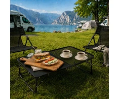 Lauko baldų komplektas Turistinis kempingo stalas 60×40 cm, susilankstantis į lagaminą, juodas MultiGarden