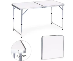 MultiGarden Turistinis stalas sulankstomas stovyklavimo stalas baltas viršus 120 x 60 cm