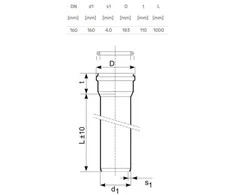 Lauko kanalizacijos vamzdis Magnaplast, Ø 160 mm, SN4, 1 m
