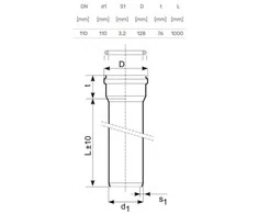 Lauko kanalizacijos vamzdis Magnaplast, Ø 110 mm, SN8, 1 m