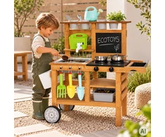 Lauko virtuvėlė vaikams su priedais ir kreidine lenta ECOTOYS