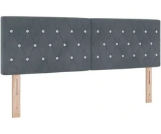 LED galvūgalis su LED juostelėmis Tamsiai pilka 144 cm Aksomas