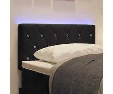 LED galvūgalis su LED juostelėmis Juodas 80 cm Aksomas