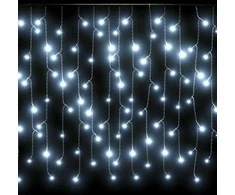LED girlianda varvekliai, 10m, 400 šaltų baltų LED, 8 funkcijos