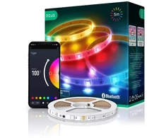LED juostos komplektas su Bluetooth valdikliu ir maitinimo šaltiniu, RGB, 5m, 24W, TUYA / Smart Life, NOUS