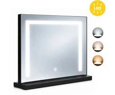 LED kosmetinis veidrodis 50×40 cm su apšvietimu, 3 spalvų režimai, juodas ModernHome