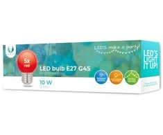 LED lemputė E27 G45 2W 230v raudona 5vnt Forever Light