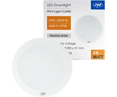 LED lubinis šviestuvas PNI D-Light CL2425 24W, apvalus 29 cm, 4200K, 230V maitinimo šaltinis, 2640 lm, neutrali balta spalva