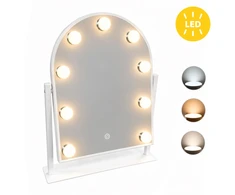 LED makiažo veidrodis 30×40 cm kosmetinis su apšvietimu 3 spalvos 9 lemputės ModernHome