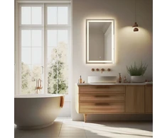 LED vonios veidrodis, montuojamas ant sienos, 50×70 cm, 3 spalvų, jutiklinis jungiklis, ModernHome