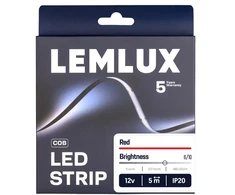 Lemlux LED juosta, 5m ritė, 12Vdc, 11W/m, COB 480LED/m, raudona, IP20, 180°