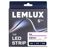 Lemlux LED juosta, 5m ritė, 24Vdc, 11W/m, COB 480LED/m, Rožinė, IP20, 180°