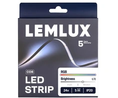 Lemlux LED juosta, 5m ritė, 24Vdc, 14W/m, COB 840LED/m, RGB, IP20, 180°