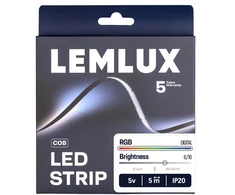 Lemlux LED juosta, 5m ritė, 5Vdc, 13W/m, COB 160LED/m, RGB, IP20, skaitmeninė IC WS2811 80pix/m