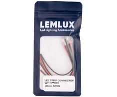 Lemlux LED juostos jungtis su 15cm laidu /8mm 5vnt
