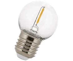 Lemputė E27 230V G45 1W, FILAMENT, šiltai balta 2700K, 50lm, plastikinė, THORGEON