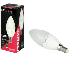 Lemputė LED E14 230V 9W 1260lm žvakės formos, 4000K, keramikinė, LED line PRIME