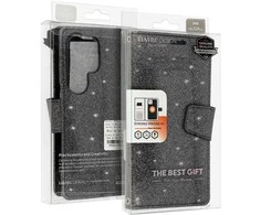 Liavec Glitter Magsafe Book dėklas skirtas Samsung Galaxy S24 Plus juodos spalvos