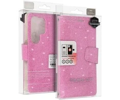 Liavec Glitter Magsafe Book dėklas skirtas Samsung Galaxy S24 Plus rožinės spalvos