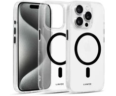 Liavec Glossy Magsafe Clear dėklas skirtas Apple iPhone 15 juodos spalvos