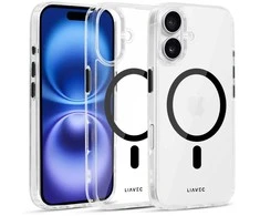 Liavec Glossy Magsafe skaidrus dėklas skirtas Apple iPhone 16 juodos spalvos