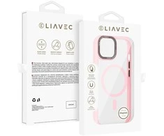 Liavec Hybrid Magsafe Clear dėklas skirtas Apple iPhone 15 rožinės spalvos