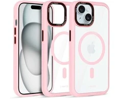 Liavec Hybrid Magsafe Clear dėklas skirtas Apple iPhone 15 rožinės spalvos