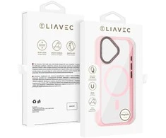 Liavec Hybrid Magsafe Clear dėklas skirtas Apple iPhone 16 rožinės spalvos