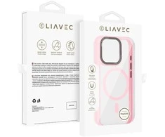 Liavec Hybrid Magsafe Clear dėklas skirtas Apple iPhone 15 Pro rožinės spalvos