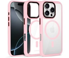 Liavec Hybrid Magsafe Clear dėklas skirtas Apple iPhone 16 Pro rožinės spalvos
