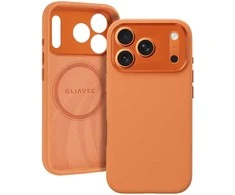 Liavec Silk Shield dėklas su Metal Camera Frame skirtas Apple iPhone 17 Pro Max oranžinės spalvos