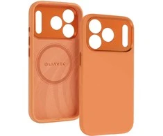 Liavec Silk Shield dėklas su Metal Camera Frame skirtas Apple iPhone 17 Pro Max oranžinės spalvos
