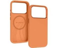Liavec Silky dėklas su Metal Camera Frame skirtas Apple iPhone 17 Pro Max oranžinės spalvos