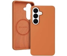 Liavec Silky dėklas su Metal Camera Frame for Samsung Galaxy S26 oranžinės spalvos