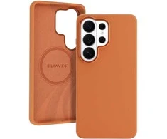 Liavec Silky dėklas su Metal Camera Frame for Samsung Galaxy S26 Ultra oranžinės spalvos