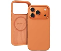Liavec Silky dėklas su Metal Camera Frame skirtas Apple iPhone 17 Pro Max oranžinės spalvos